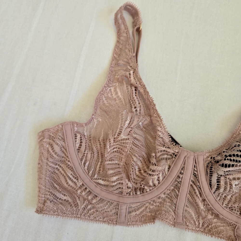 Victoria's Secret Plunge Underwire Bra Lace Pink Size 34B - Picture 2 of 11